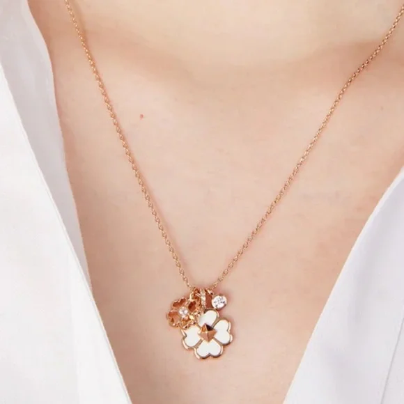 Kate Spade Spades & Studs Charm Pendant Necklace in White - Picture 1 of 6